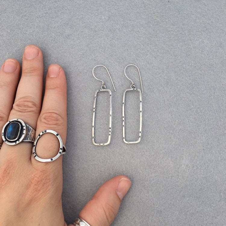 Anvil Hoop Earrings with Stamped Sterling Silver