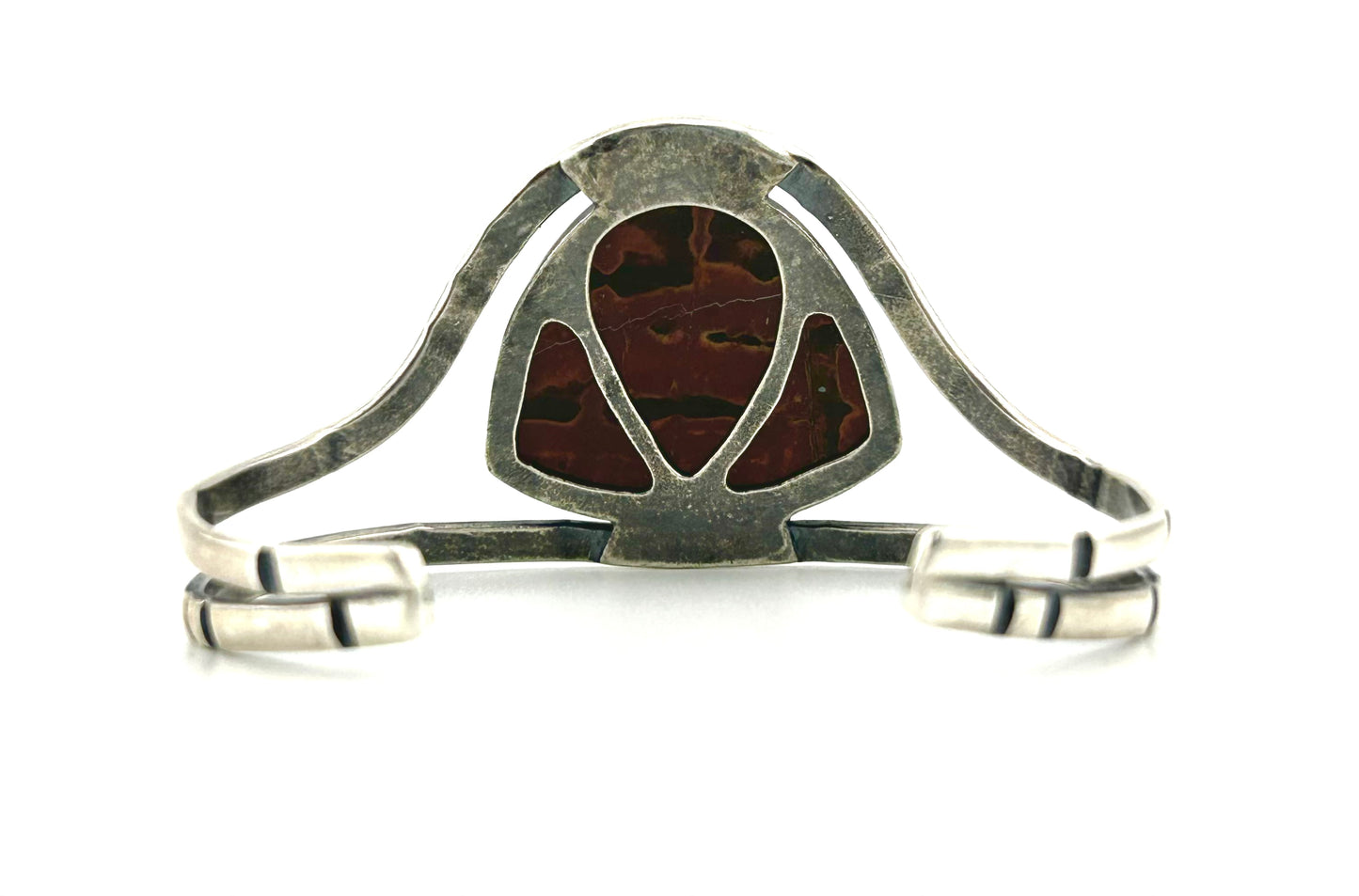 Anvil Cuff Bracelet with Stamped Sterling Silver and Red Creek Jasper