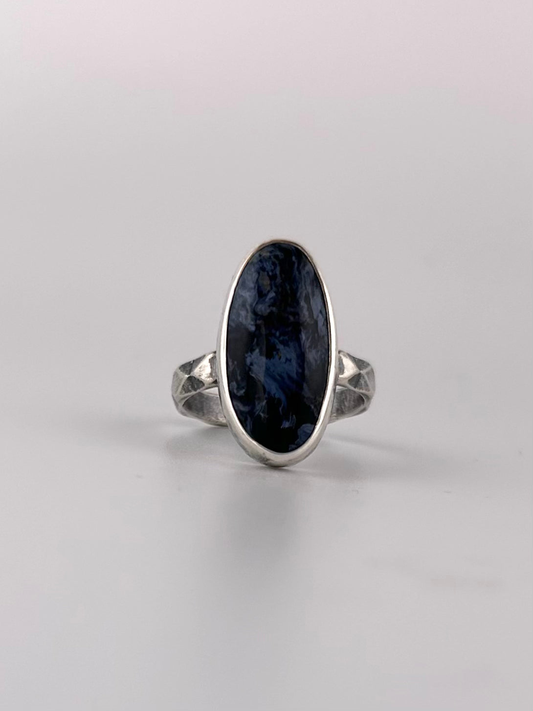 Gemstone Statement Ring with Sterling Silver and Pietersite