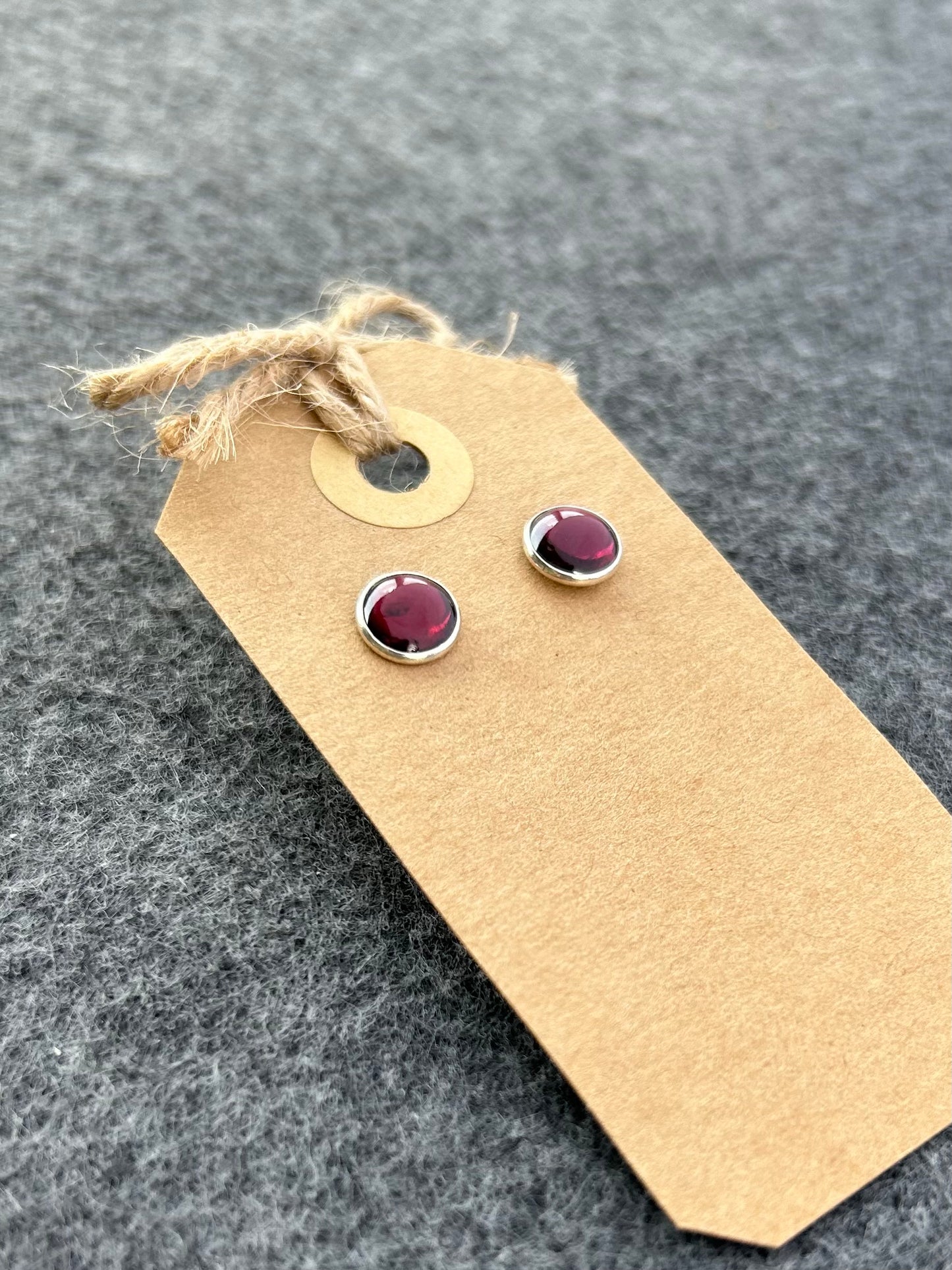 Gemstone Stud Earrings - Garnet