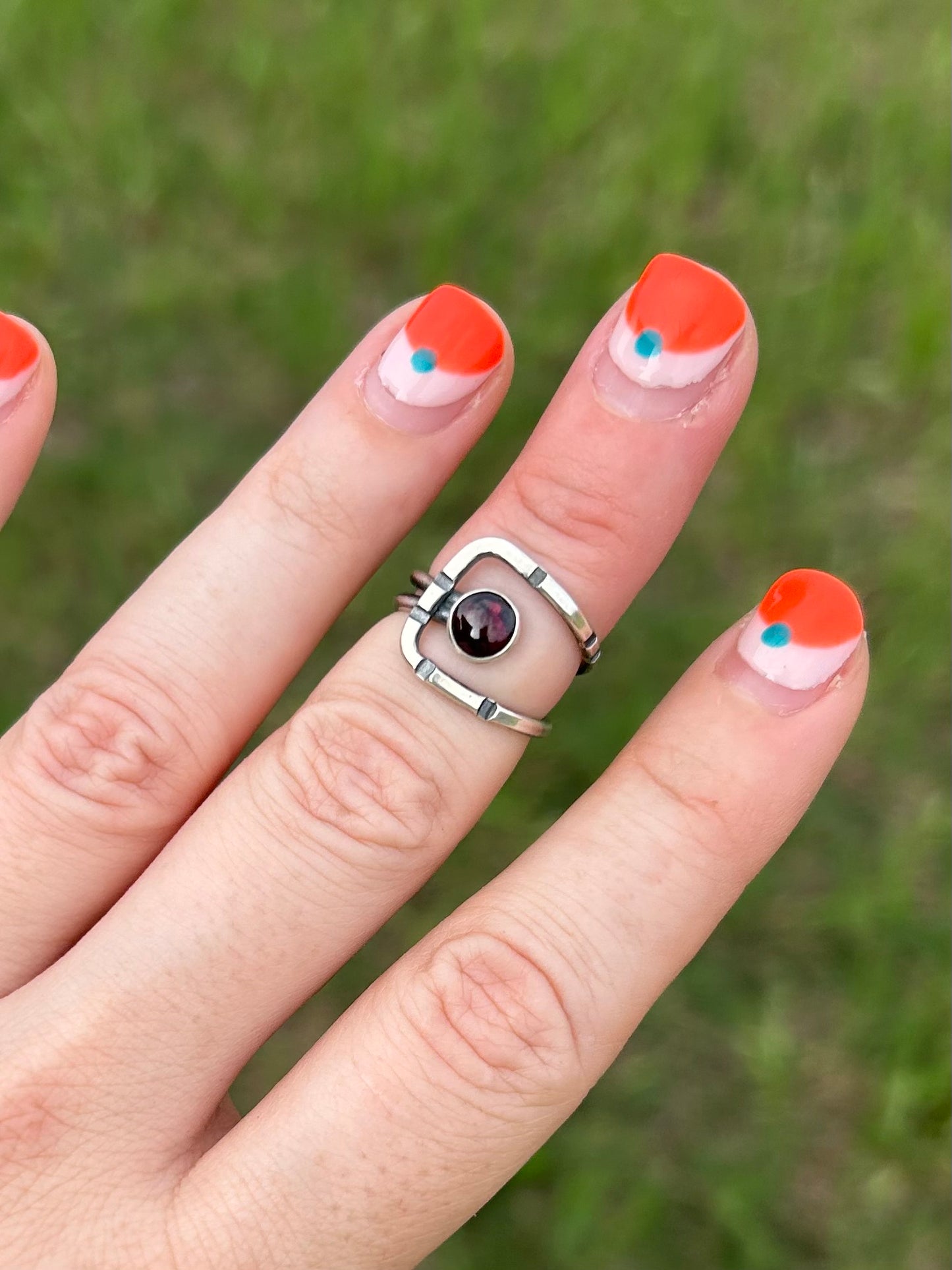 Anvil Adjustable Ring with Garnet