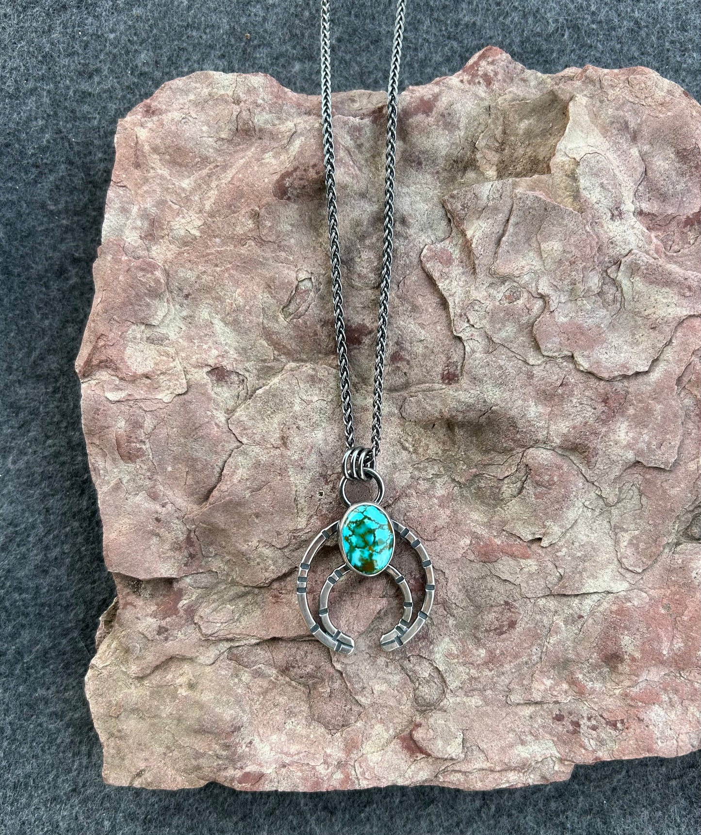 Modern Naja Pendant Necklace with Genuine Turquoise