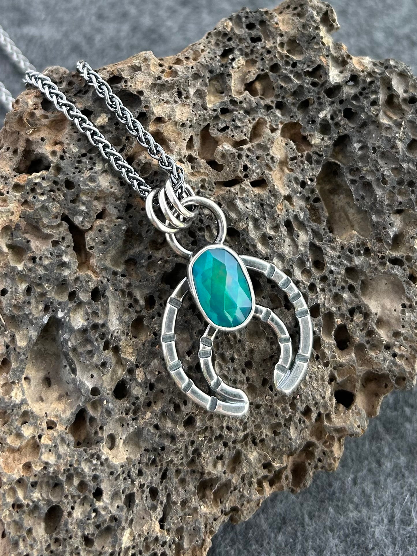 Modern Naja Pendant Necklace with Ethiopian Opal