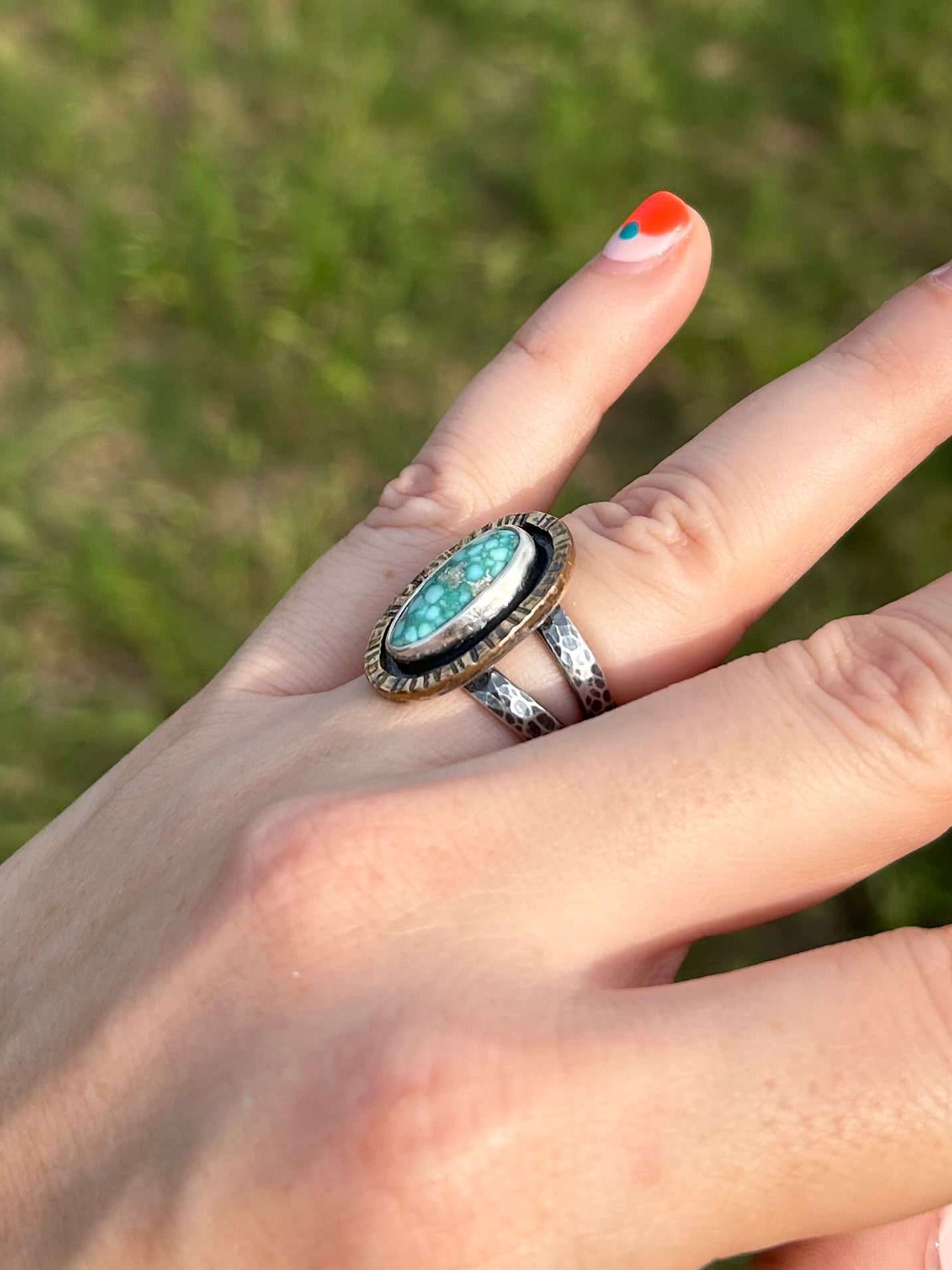 Gemstone Ring with Sterling Silver and Whitewater Turquoise