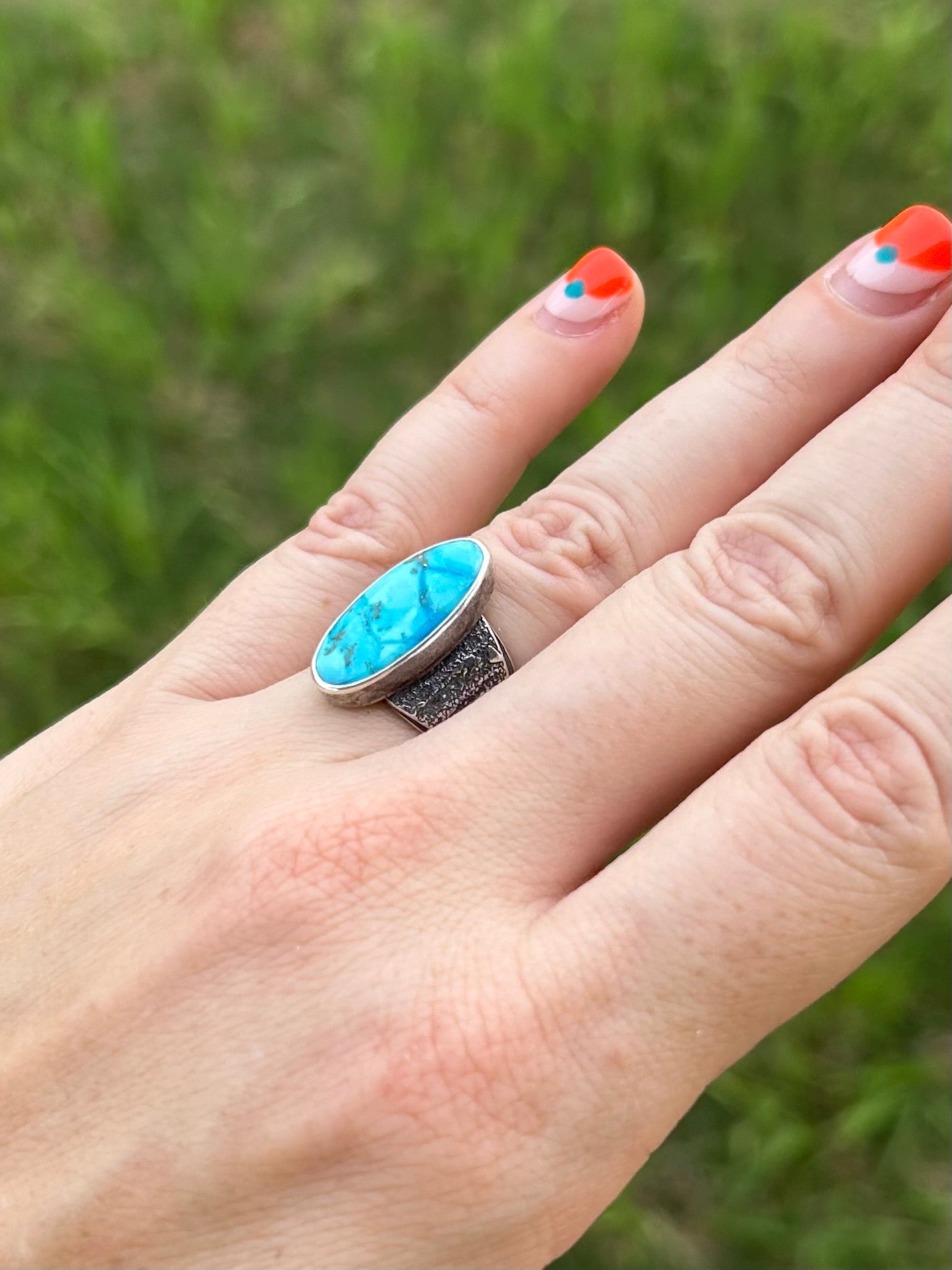 Stardust Ring with Blue Ridge Turquoise