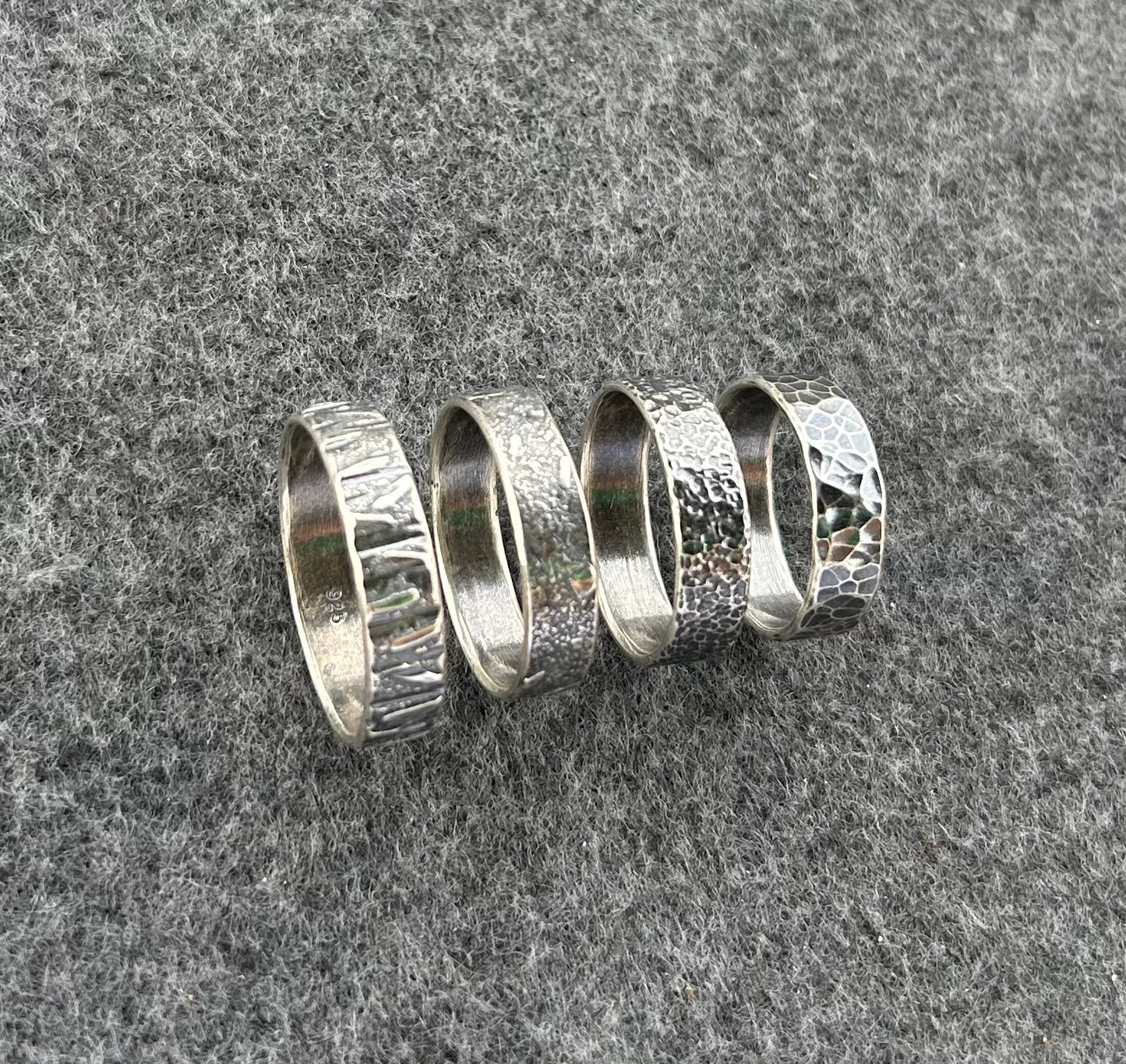 Sterling Silver Textured Wide Ring Band