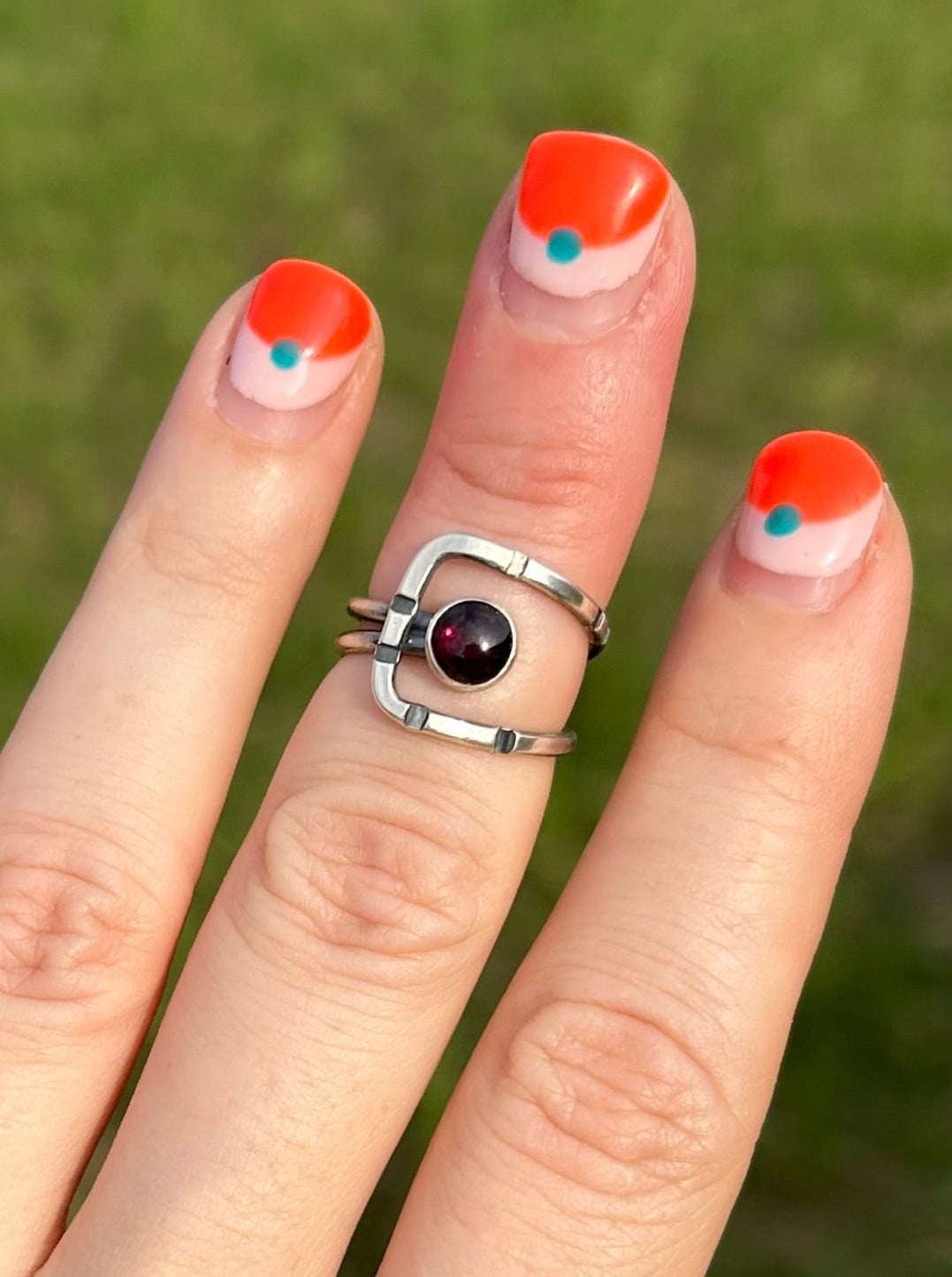 Anvil Adjustable Ring with Garnet