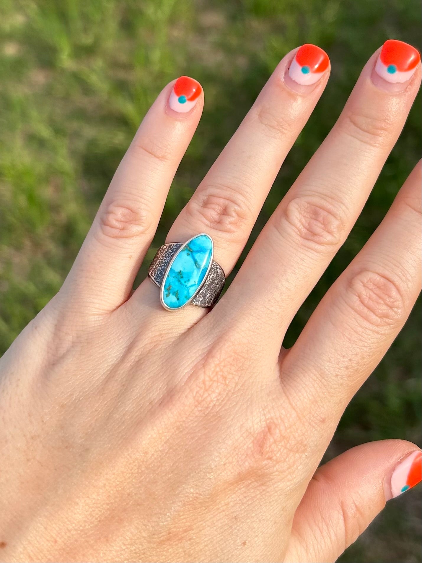 Stardust Ring with Blue Ridge Turquoise