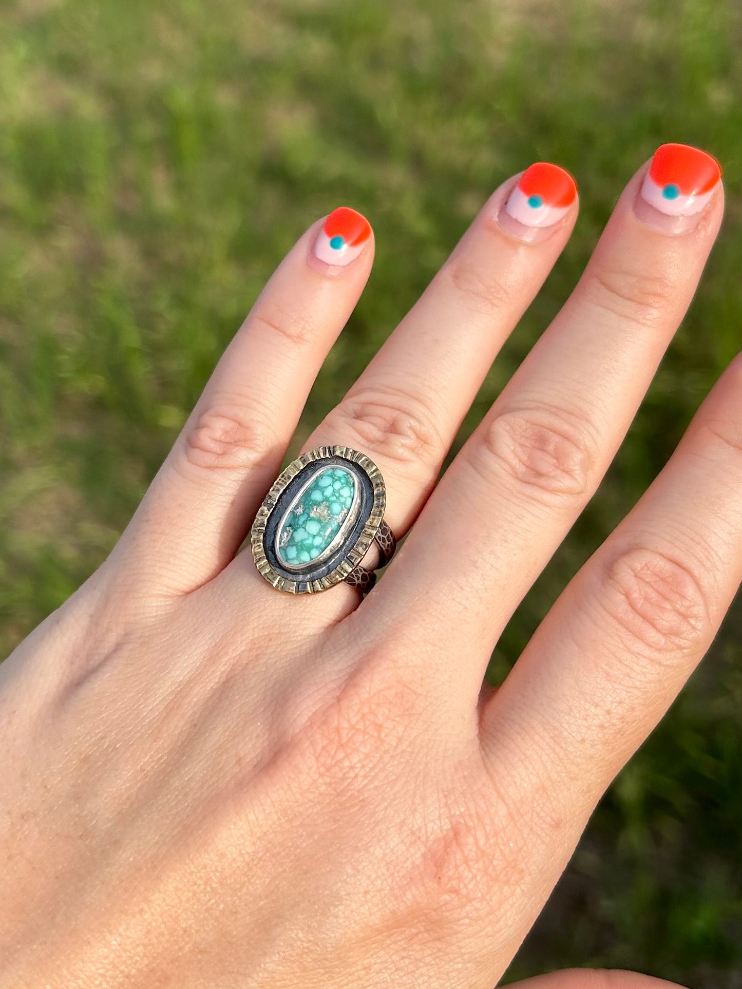 Gemstone Ring with Sterling Silver and Whitewater Turquoise