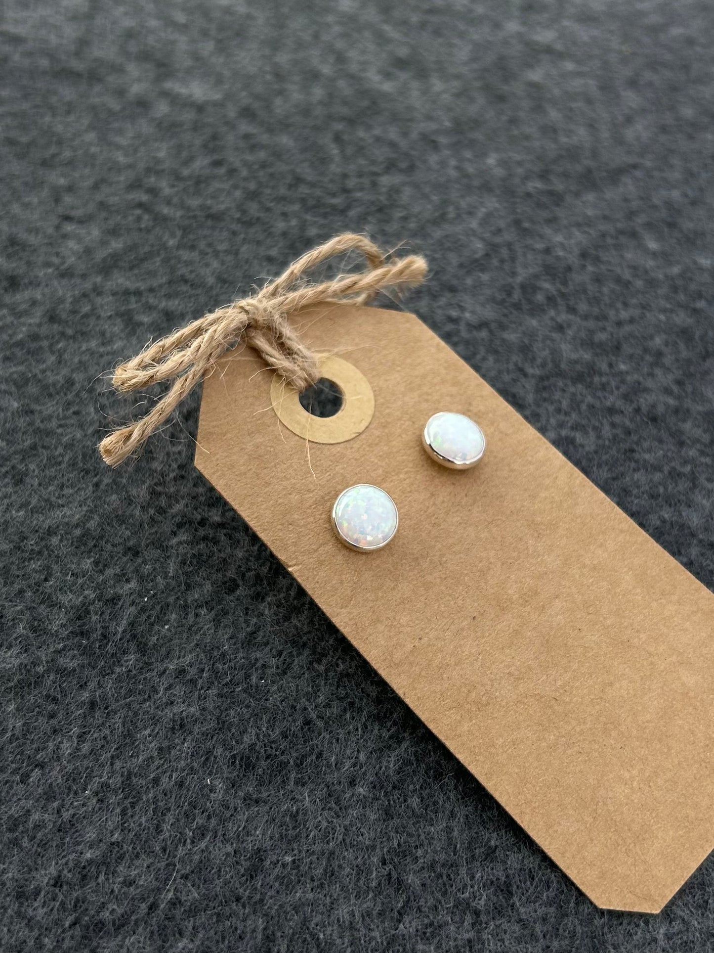 Gemstone Stud Earrings - Opal