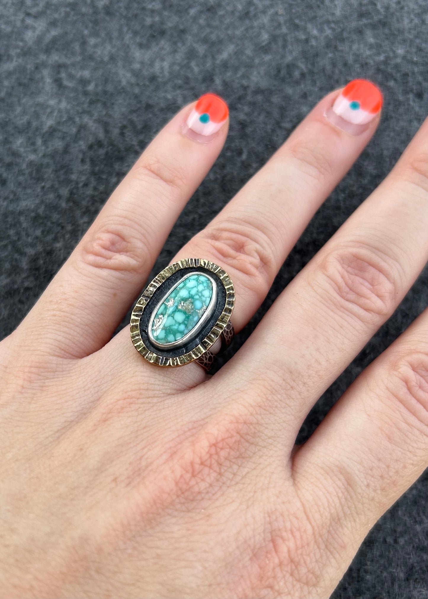 Gemstone Ring with Sterling Silver and Whitewater Turquoise