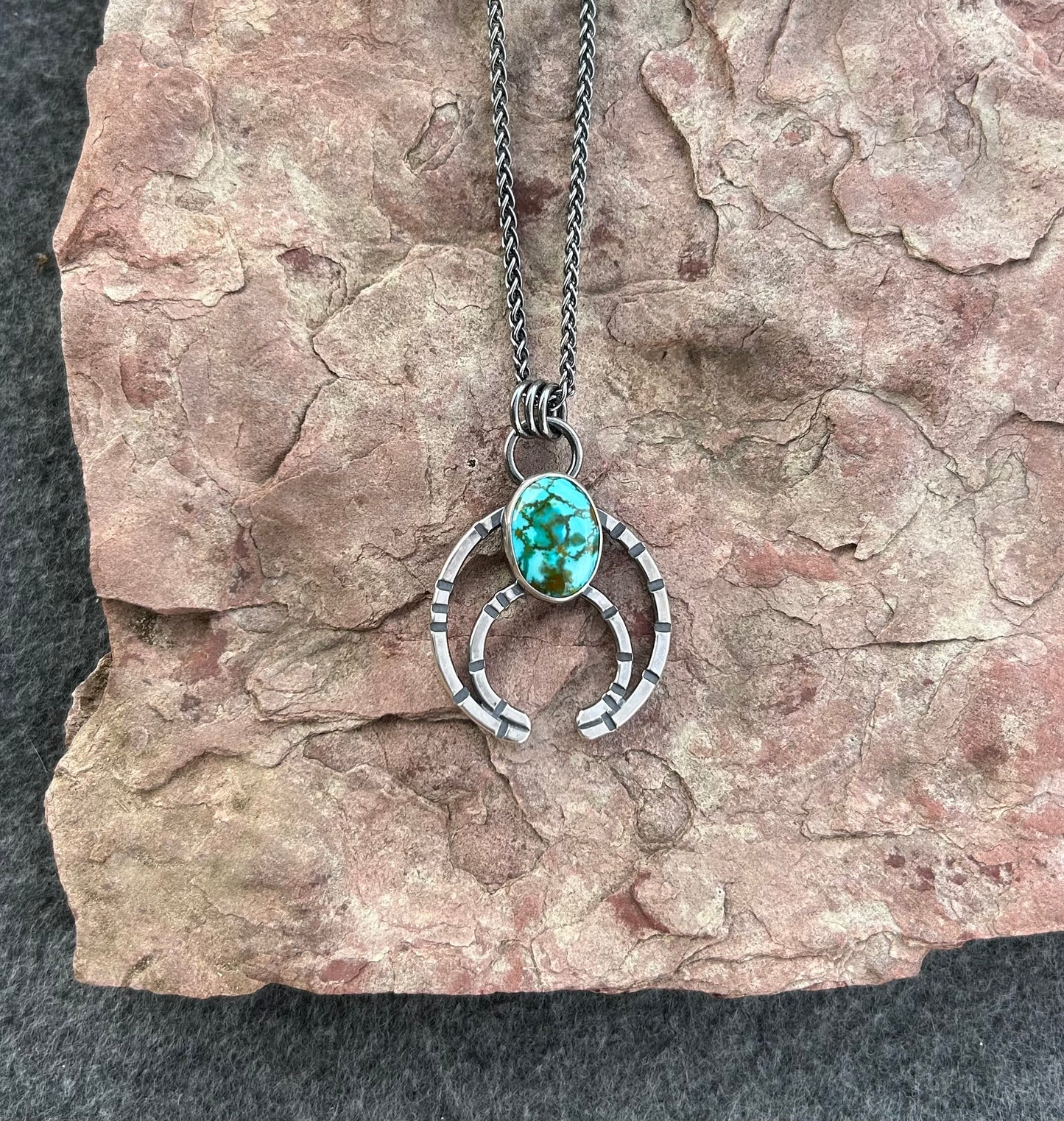 Modern Naja Pendant Necklace with Genuine Turquoise