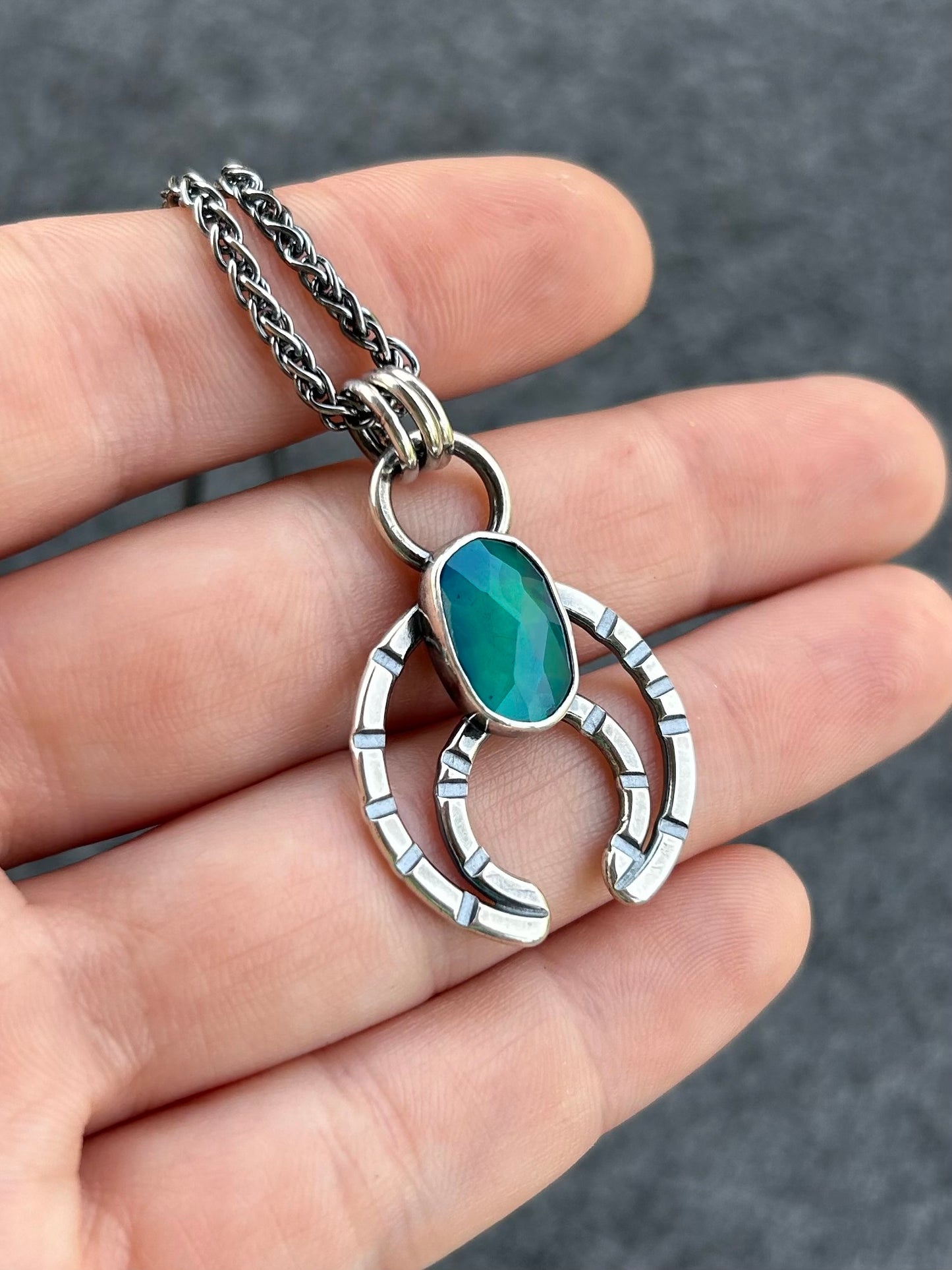 Modern Naja Pendant Necklace with Ethiopian Opal