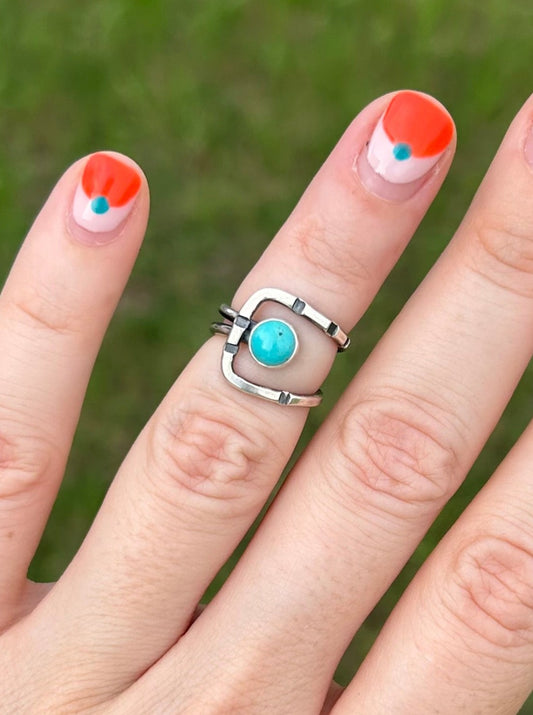 Anvil Adjustable Ring with Kingman Turquoise