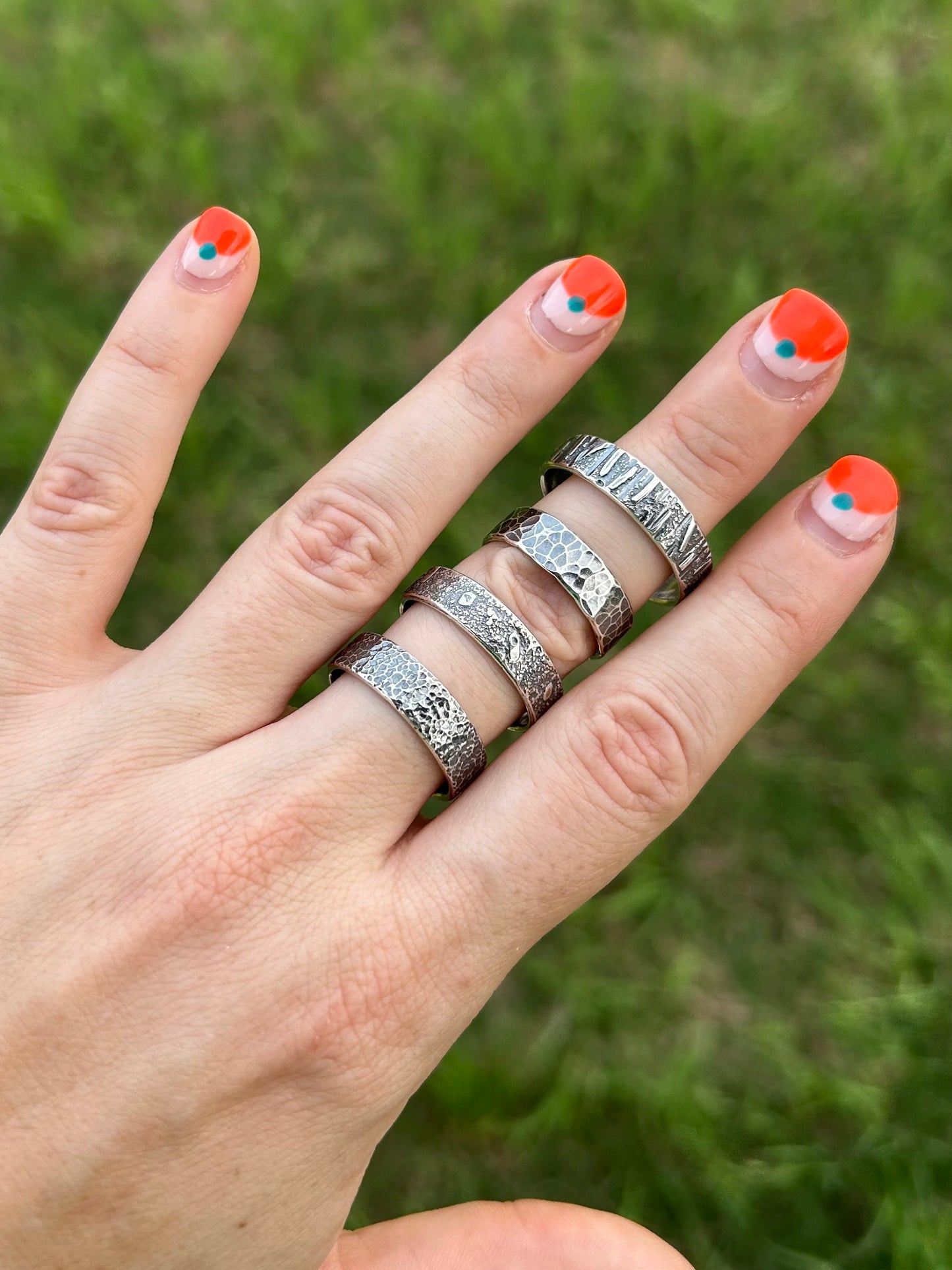 Sterling Silver Textured Wide Ring Band