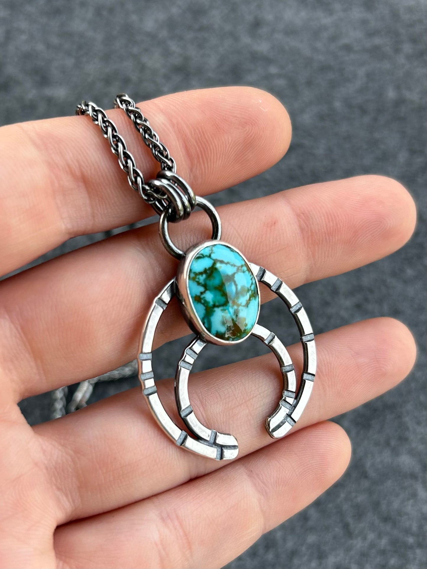 Modern Naja Pendant Necklace with Genuine Turquoise