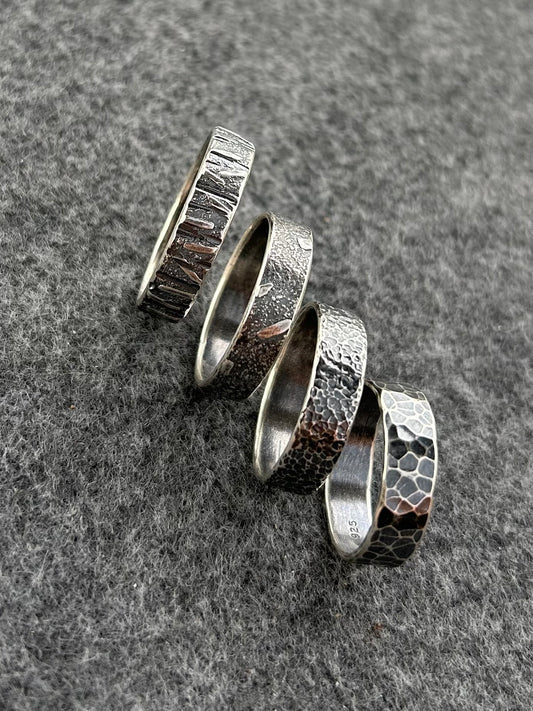 Sterling Silver Textured Wide Ring Band