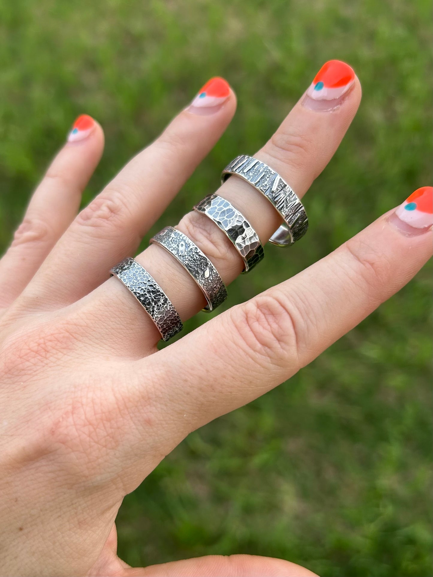 Sterling Silver Textured Wide Ring Band