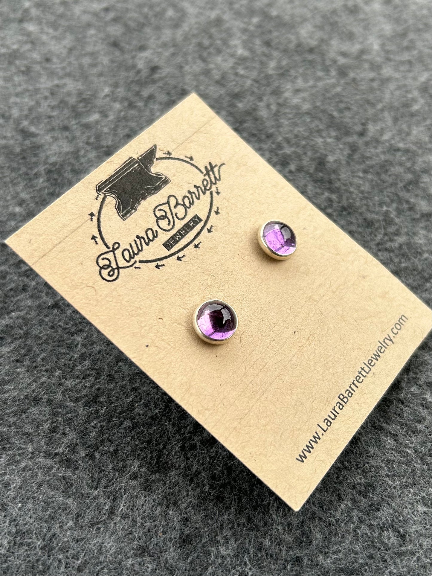 Gemstone Stud Earrings - Amethyst