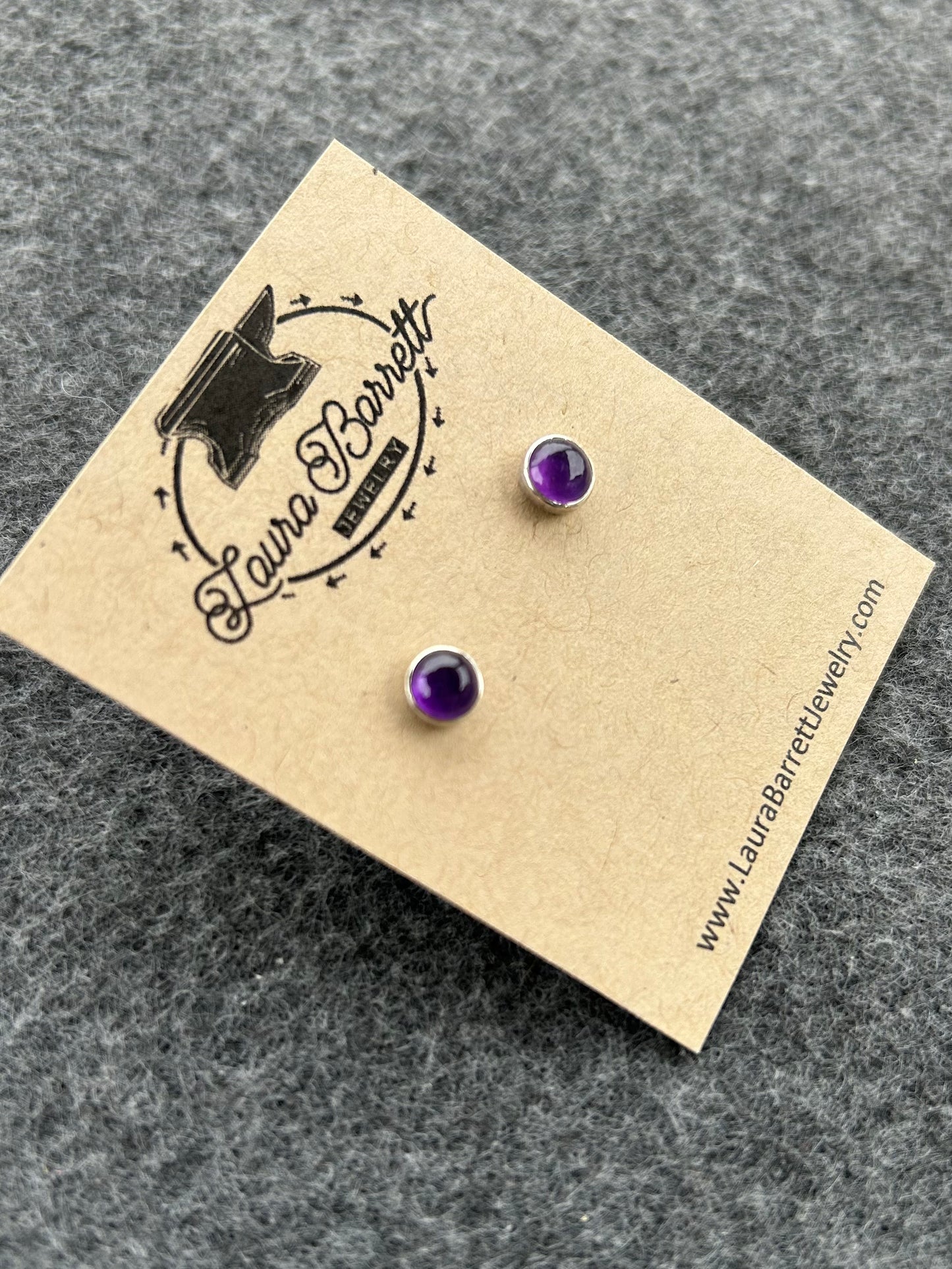 Gemstone Stud Earrings - Amethyst