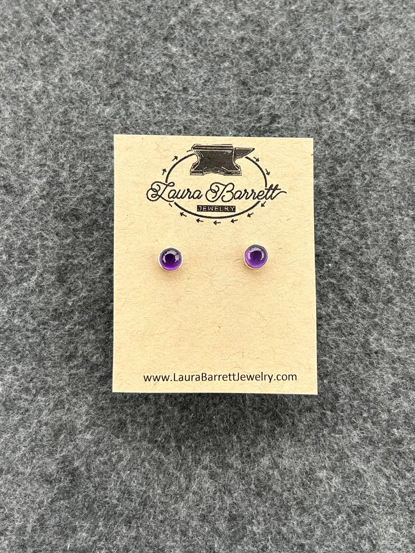 Gemstone Stud Earrings - Amethyst