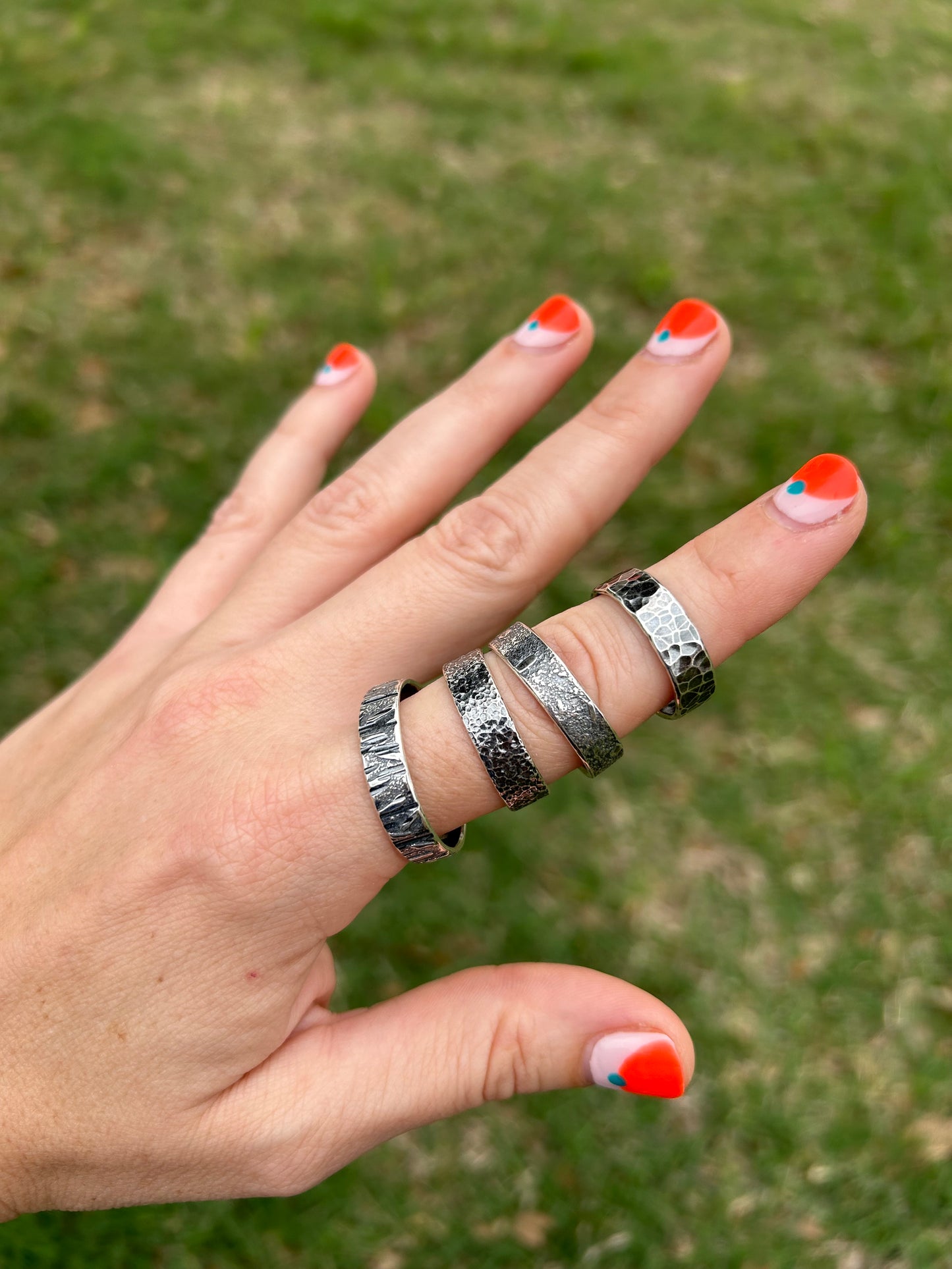 Sterling Silver Textured Wide Ring Band