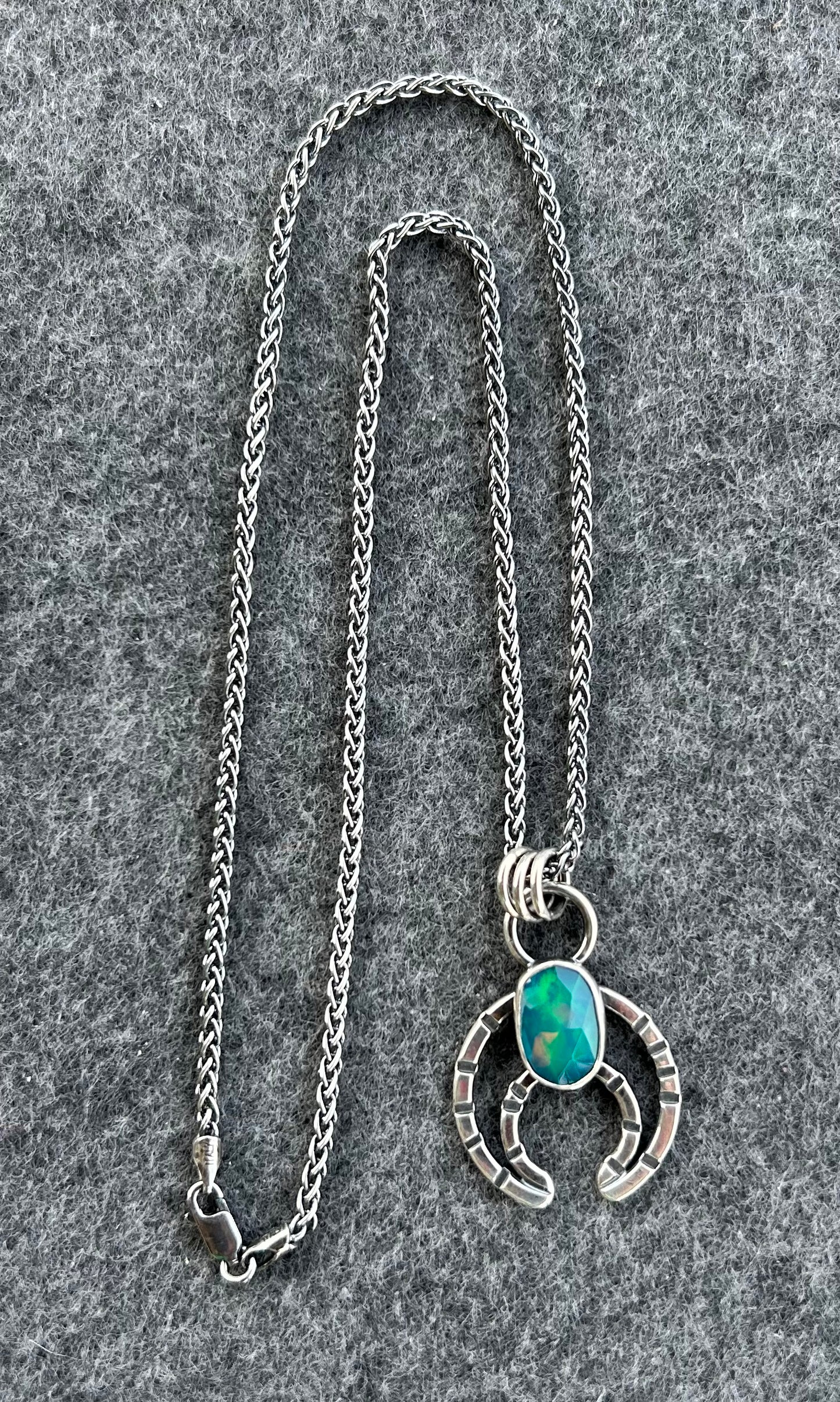 Modern Naja Pendant Necklace with Ethiopian Opal