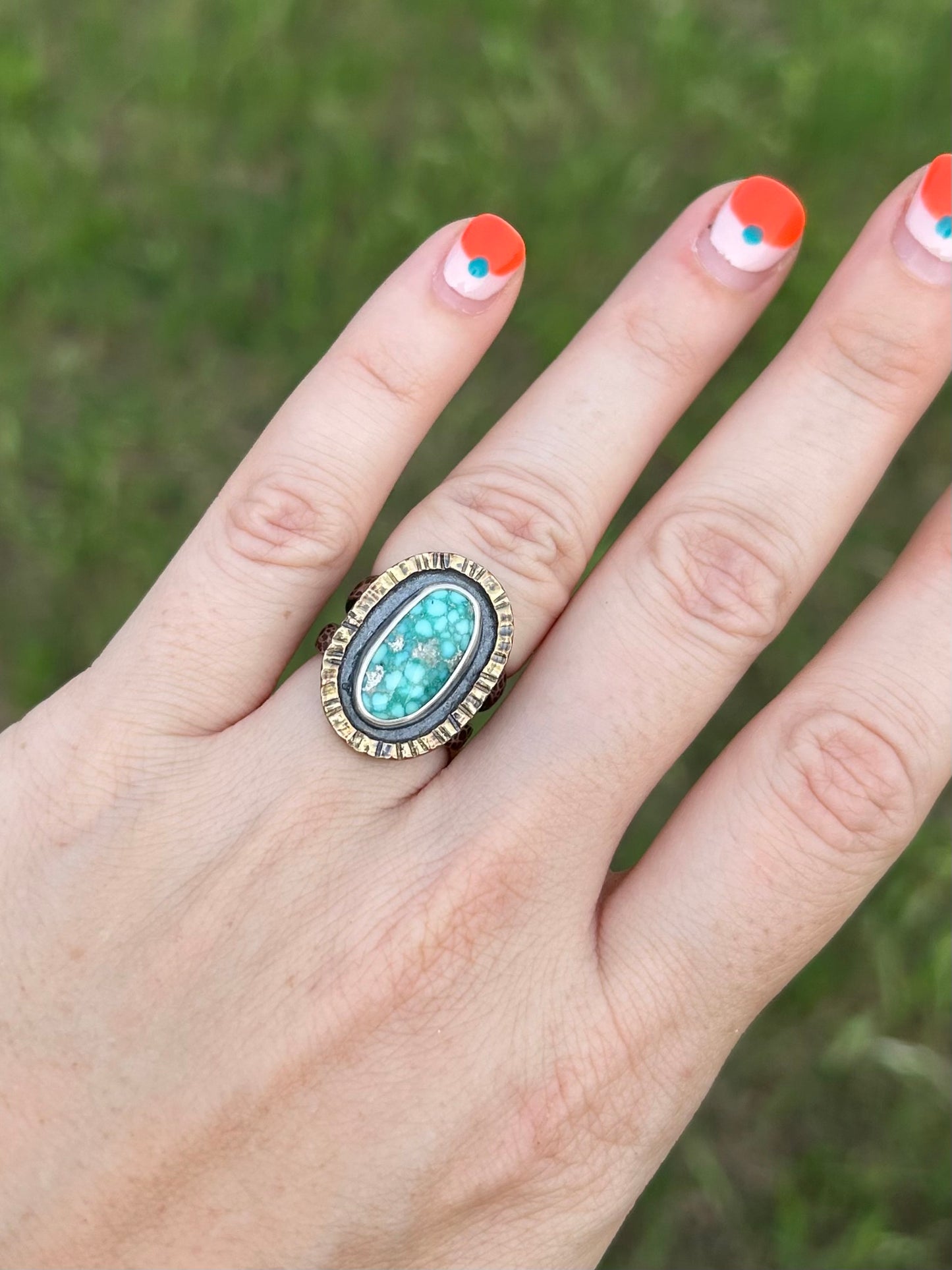 Gemstone Ring with Sterling Silver and Whitewater Turquoise