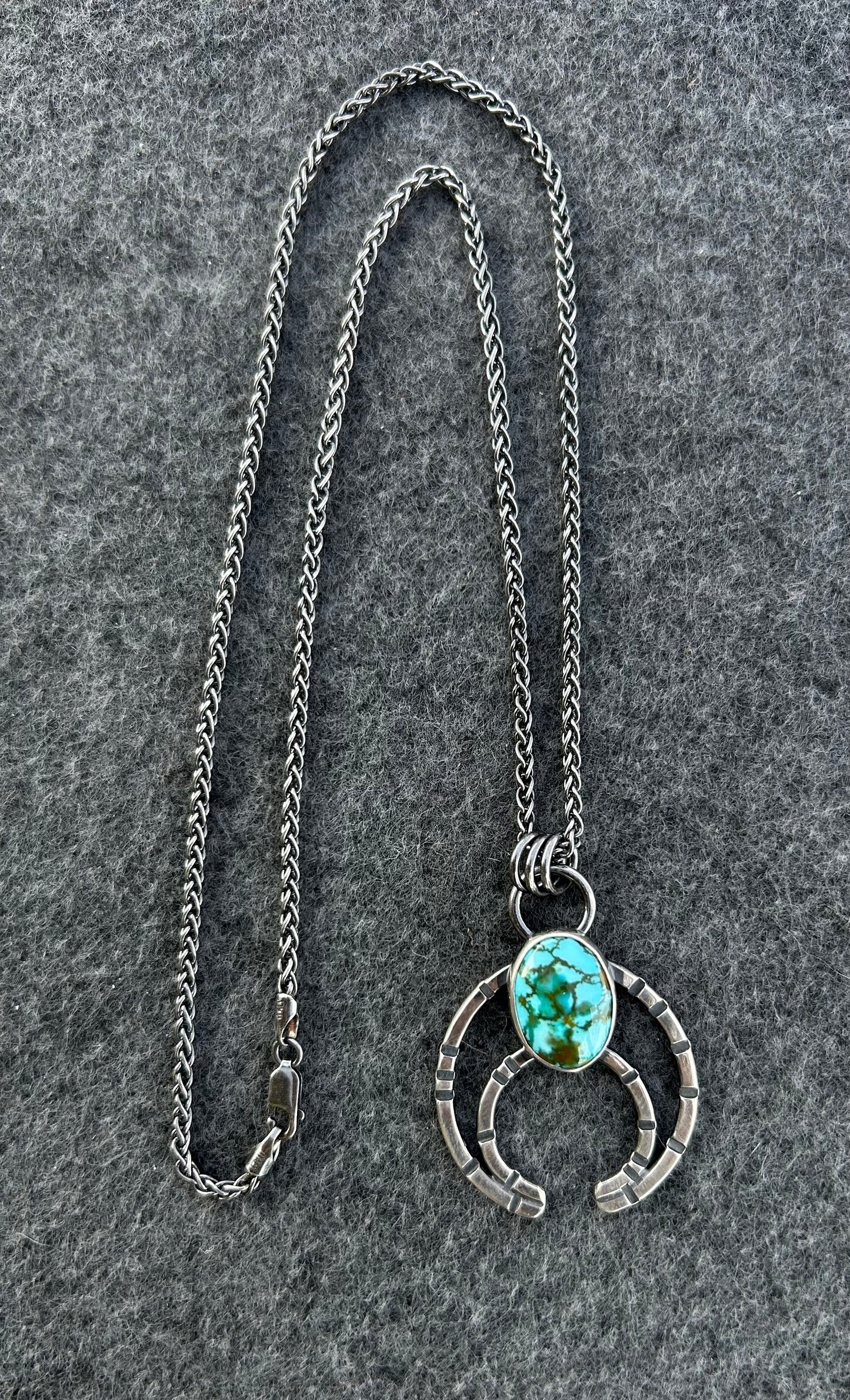 Modern Naja Pendant Necklace with Genuine Turquoise