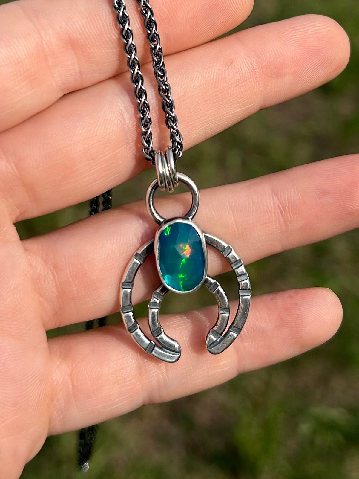 Modern Naja Pendant Necklace with Ethiopian Opal