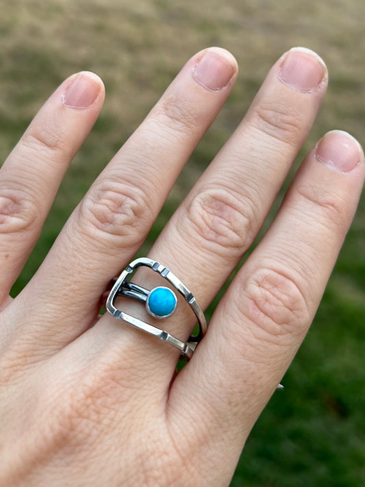 Anvil Adjustable Ring with Kingman Turquoise