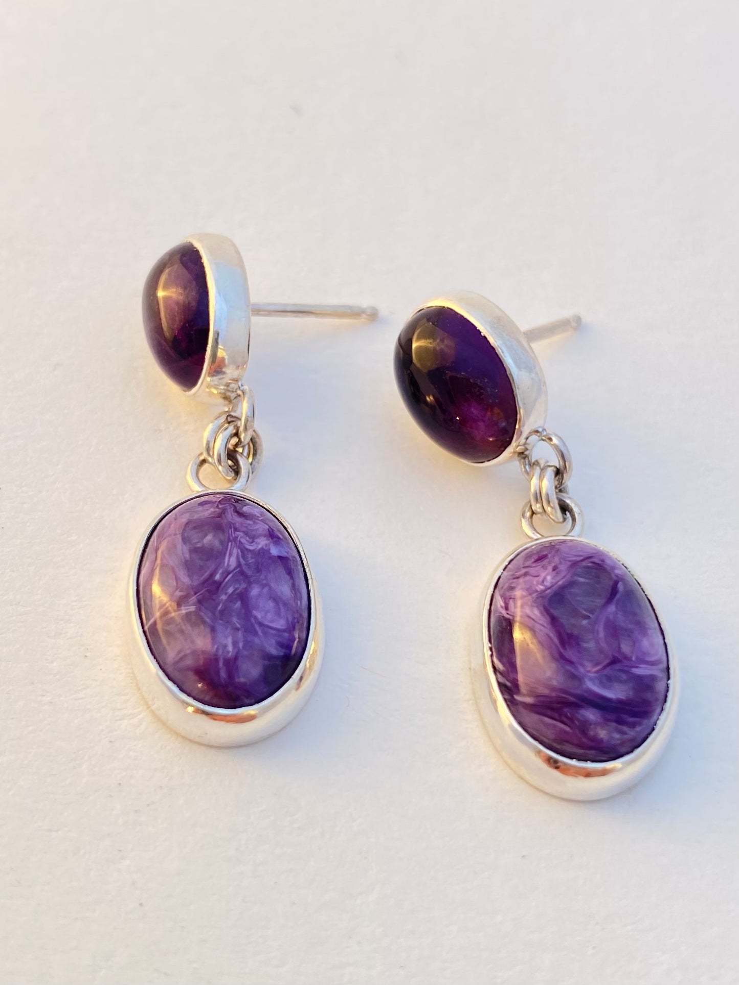 Gemstone Earrings with Amethyst & Charoite