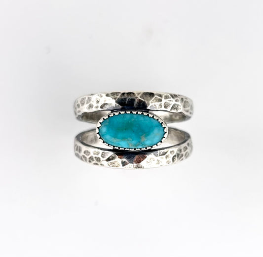 Gemstone Ring with Sterling Silver and Campitos Turquoise