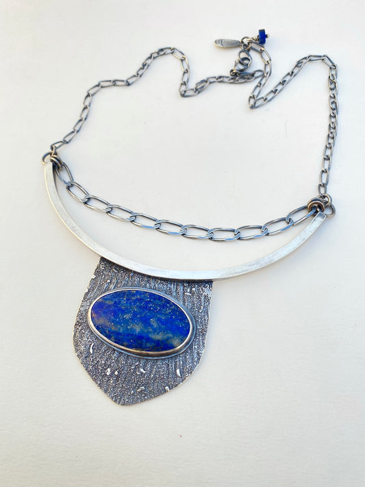 Stardust Statement Necklace with Lapis Lazuli and Sterling Silver